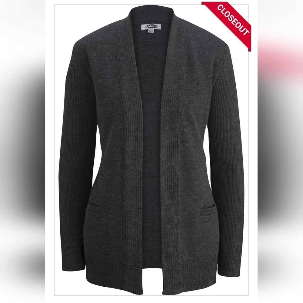 JERSEY KNIT ACRYLIC OPEN CARDIGAN, Charcoal